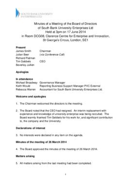 17 June 2014 South Bank University Enterprises Ltd Board minutes.pdf