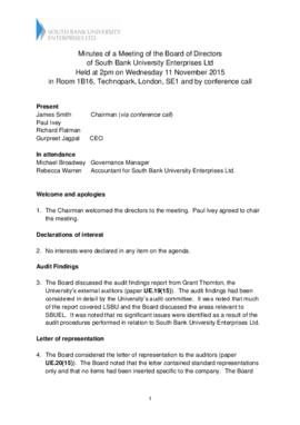 11 November 2015 South Bank University Enterprises Ltd Board minutes.pdf