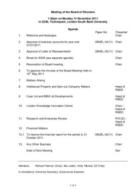 14 November 2011 South Bank University Enterprises Ltd Board agenda and papers.pdf