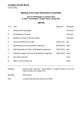 09 October 2013 Chair Nomination Committee agenda and papers.pdf