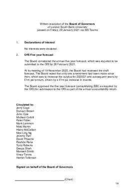 2021-01-29_LSBU_BoardOfGovernors_Minutes - written resolution.pdf