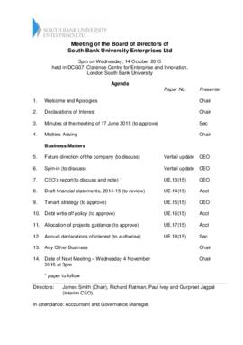 14 October 2015 South Bank University Enterprises Ltd Board agenda and papers.pdf