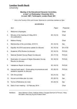 04 December 2013 Educational Character Committee agenda and papers.pdf