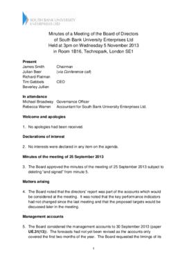 5 November 2013 South Bank University Enterprises Ltd Board minutes.pdf