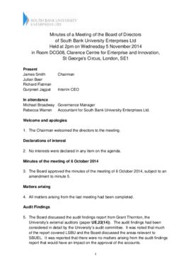 5 November 2014 South Bank University Enterprises Ltd Board minutes.pdf