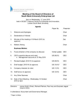 17 June 2015 South Bank University Enterprises Ltd Board agenda and papers.pdf