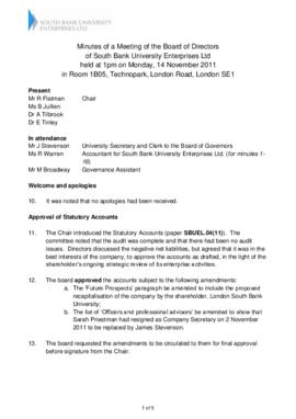 14 November 2011 South Bank University Enterprises Ltd  Board minutes.pdf